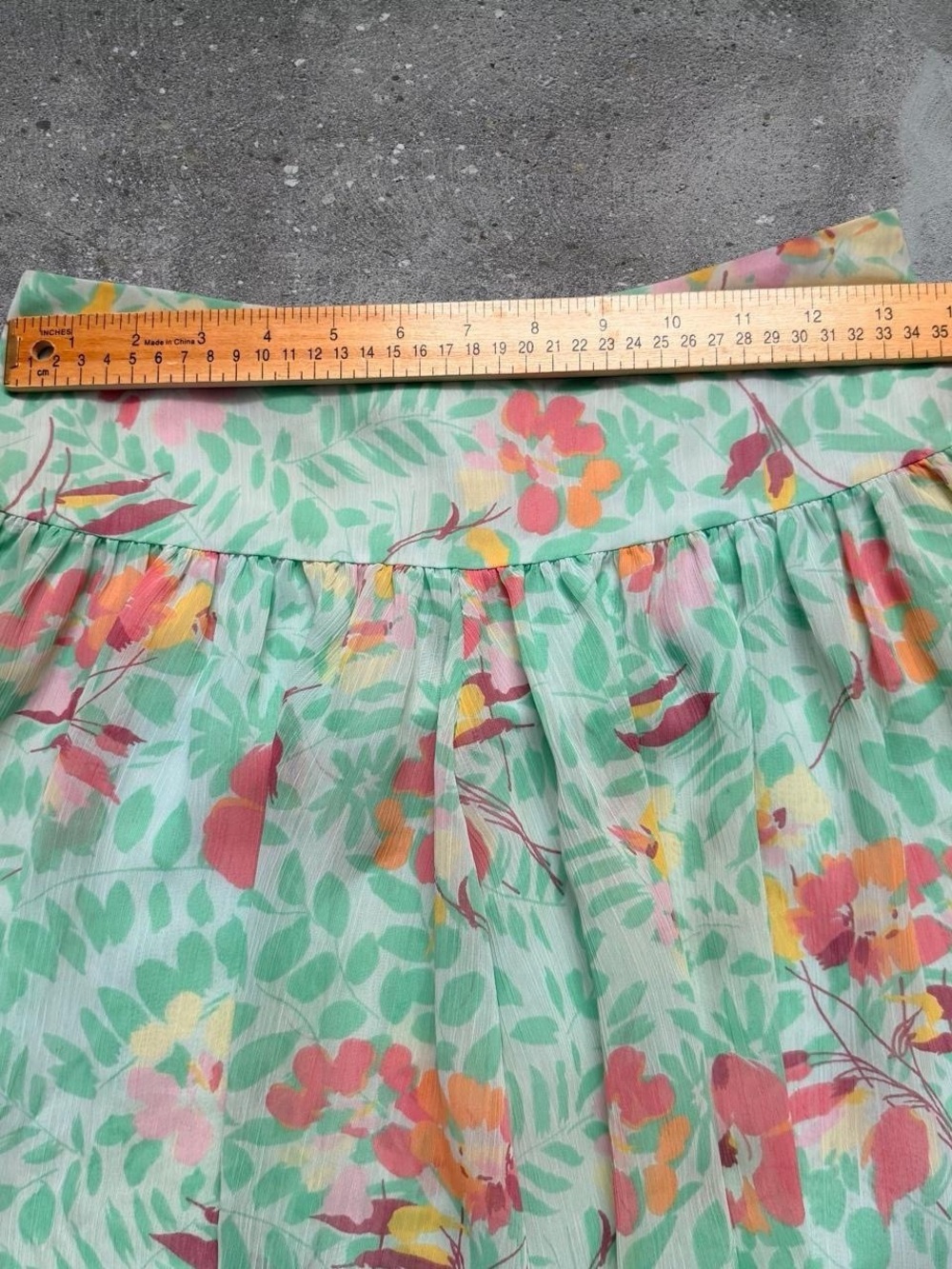 GAP Y2K Floral Mini Skirt Size 0 Pastel Green Flowy Fairycore - Picture 3 of 4